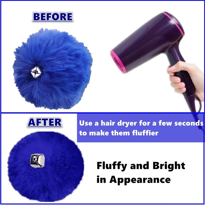 GUIFIER 1 Pair Roller Skate Pom Poms for Girls Princess Women, Fluffy Pom Pom for Roller Skates, Fuzzy Tie-on Roller Skate Pom Poms with Bells, Roller Skate Accessories for Men Boys (8CM / Royal Blue) - Image 4